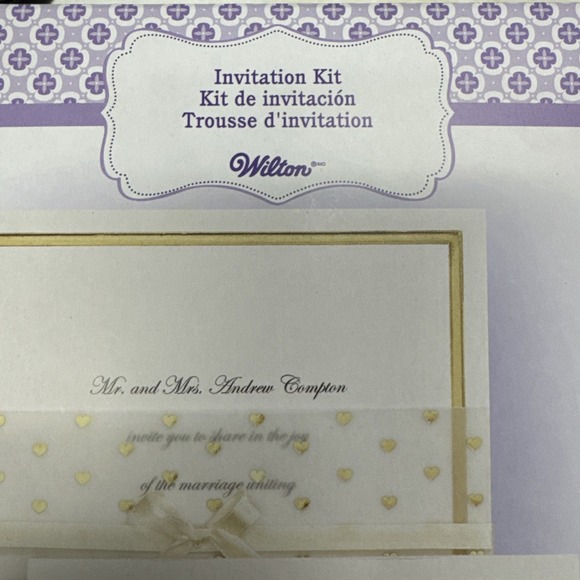 Wilton Gold Ivory Invitation Kit 25 Count New in Box Print At Home Printable NEW - Picture 2 of 4